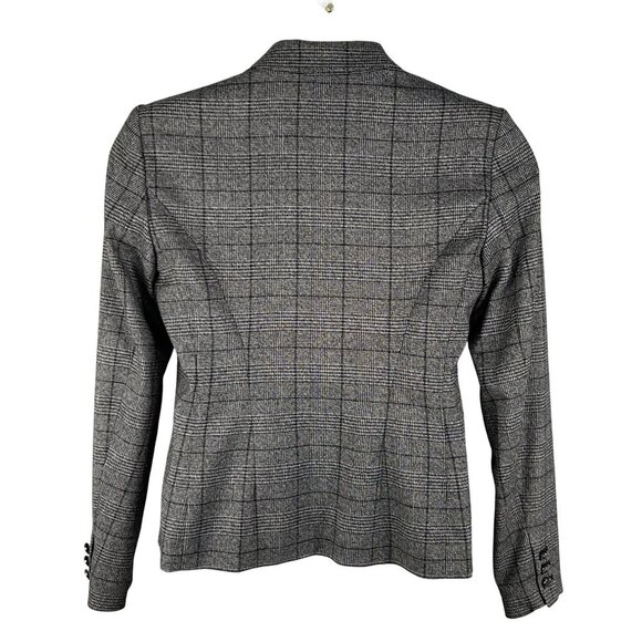 Calvin Klein Womens 10 Gray Houndstooth Windowpane Plaid Blazer Preppy Academia - Picture 2 of 15